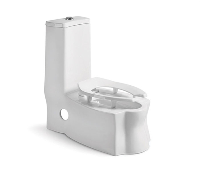 Office Building White Hand Press One Piece Toilet 