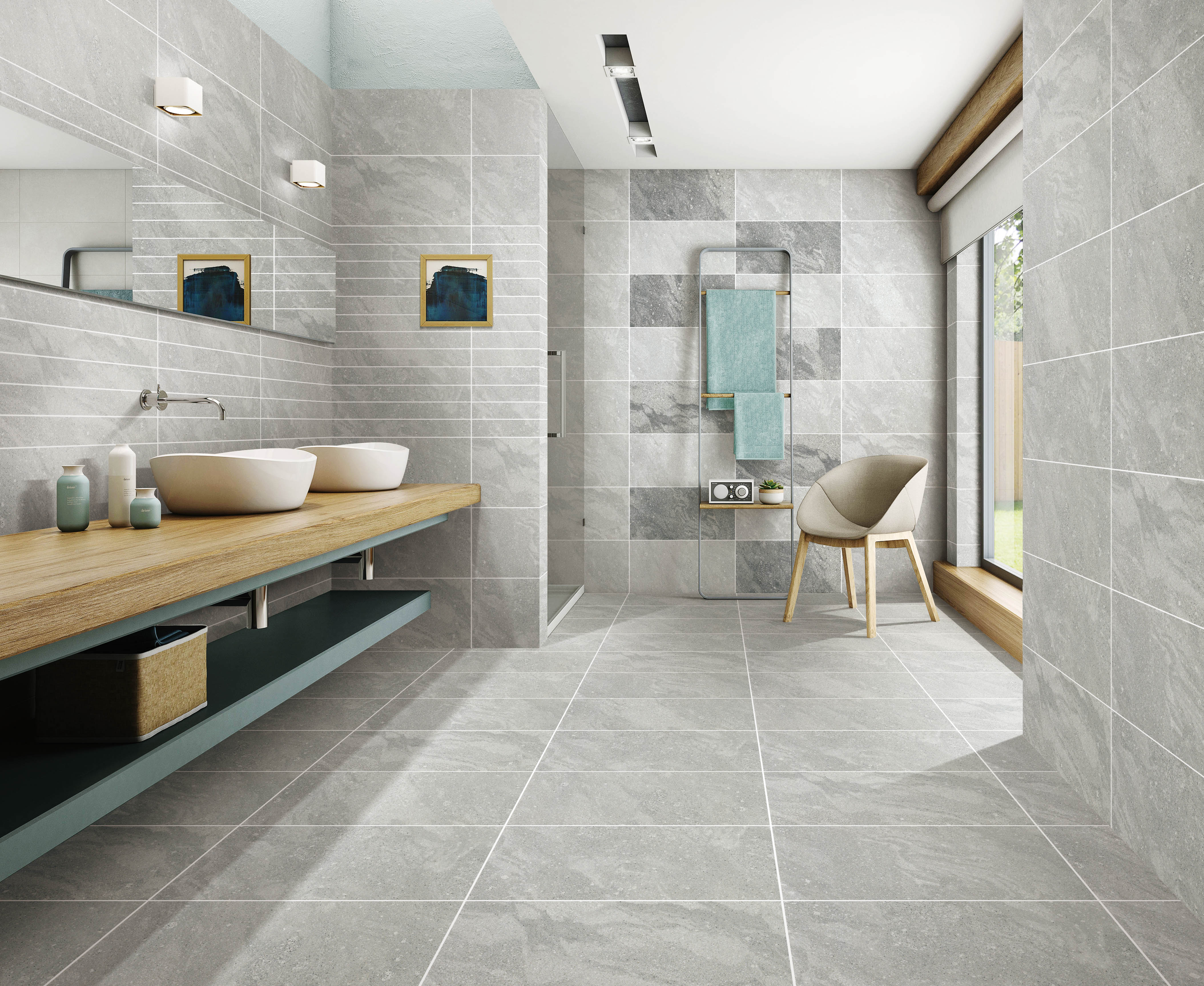 GJT3644 (3)+Dark Grey Full Body 300x600 Rustic Porcelain Tiles