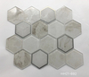 Good Selling Shiny Decoration Backsplash Hexagon Shape Bathroom Tiles Glass Mosaic