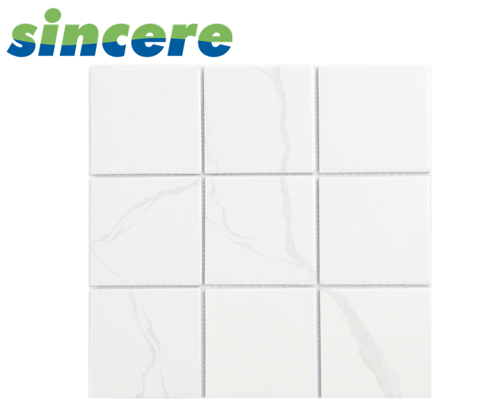 Carrara White Marble Patterns Square Shape Porcelain Mosaic 