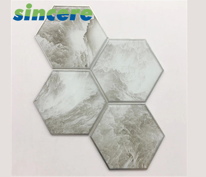 High Level Luxury Decoration Hexagon Glass Mosaic For Hotel Shopping Mall