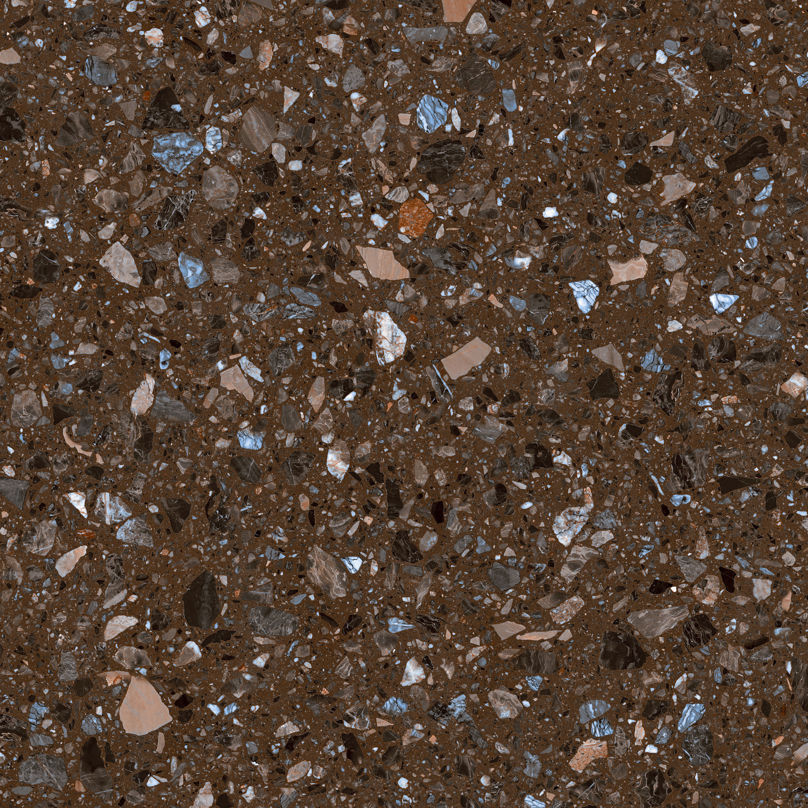 Dark Brown Terrazzo Futuro Glazed Marble Tiles For Household