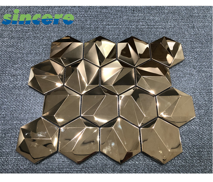 Golden Stainless Steel Metal Mosaic For Wall