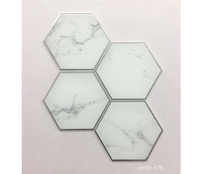 High Level Luxury Decoration Hexagon Glass Mosaic For Hotel Shopping Mall