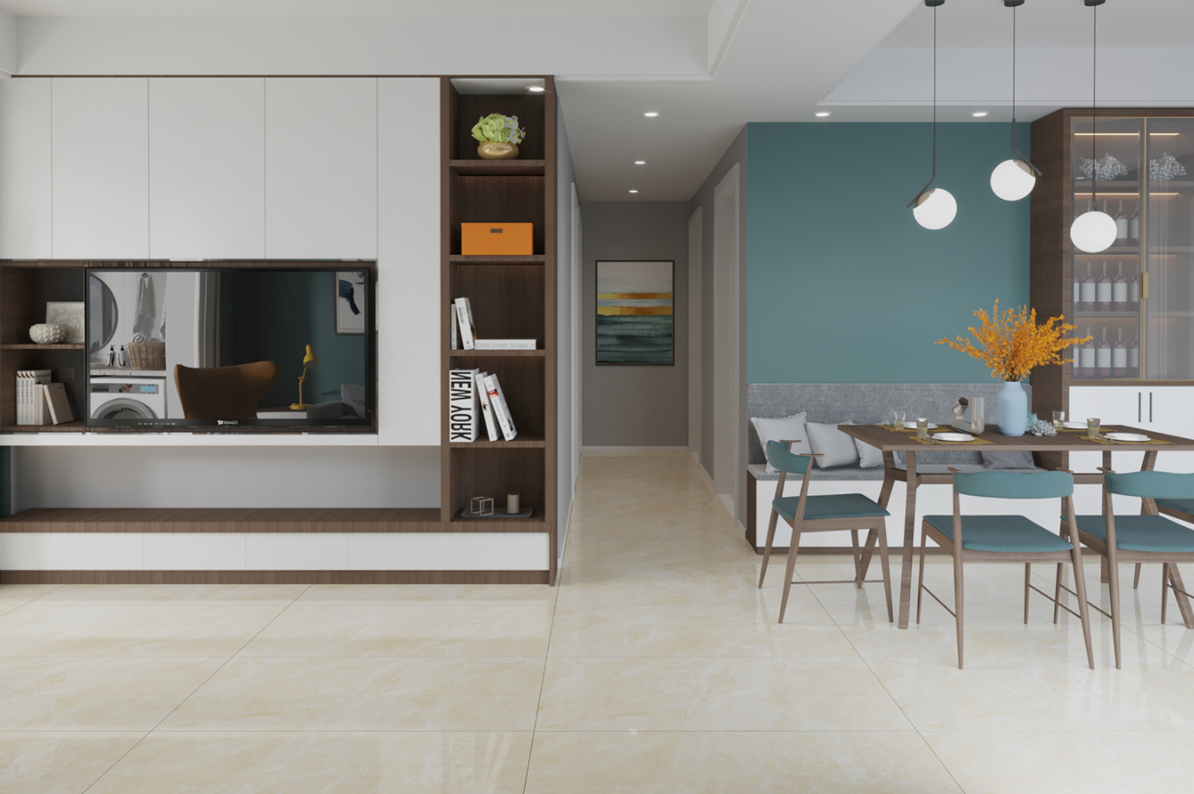 效果图1-Foshan 600x1200mm Polished Beige Yellow Living Room Glazed Floor Tiles For Villa